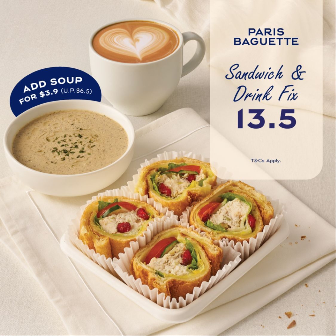 Paris Baguette: $13.50 Sandwich & Drink Set