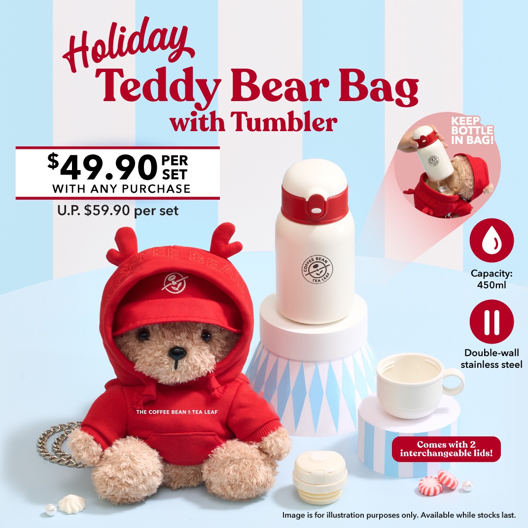 #CoffeeBeanSG's Holiday Teddy Bear Bag with Tumbler - the cutest Holiday gift